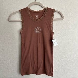 American Eagle lace trim graphic tank